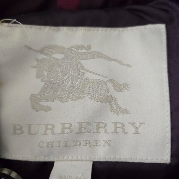 Burberry Children Goose Down Feather Belted Parka Jacket Purple Nova Check 3Y - Picture 4 of 6